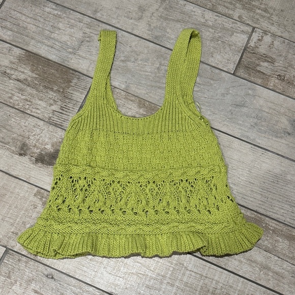 Zara Lime Green Knit Tank Top - Picture 1 of 4